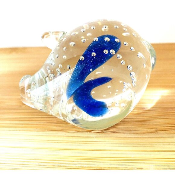 Blown Glass Pig Paperweight Center Blue Murano Style - Picture 3 of 7